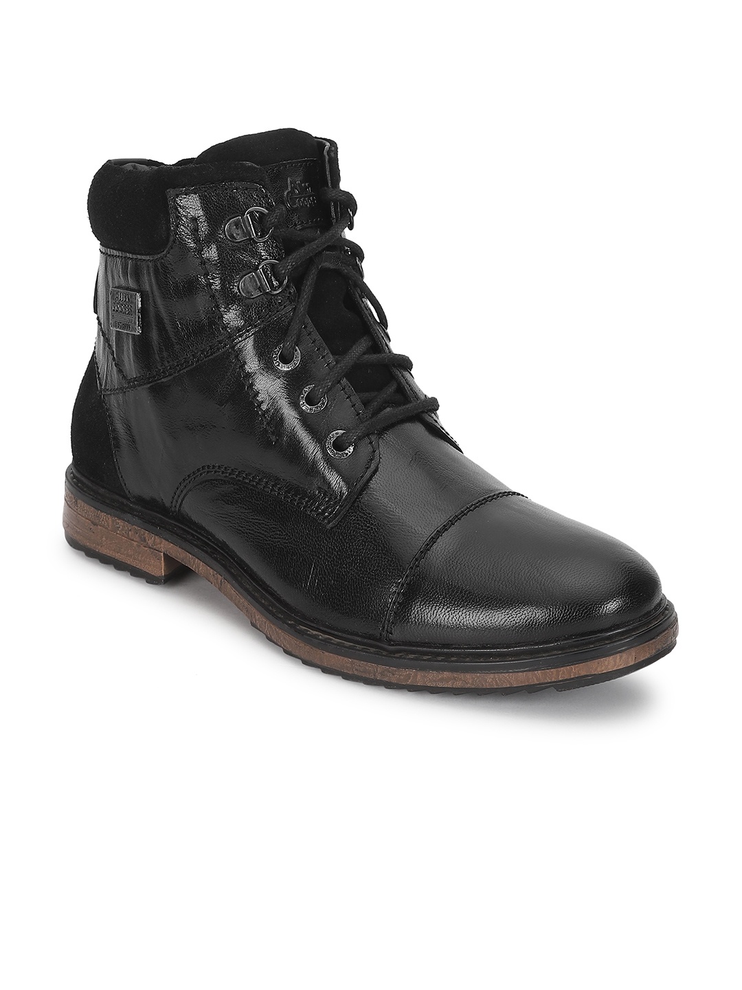 

Allen Cooper Men Leather Casual Block-Heeled Regular Boots, Black