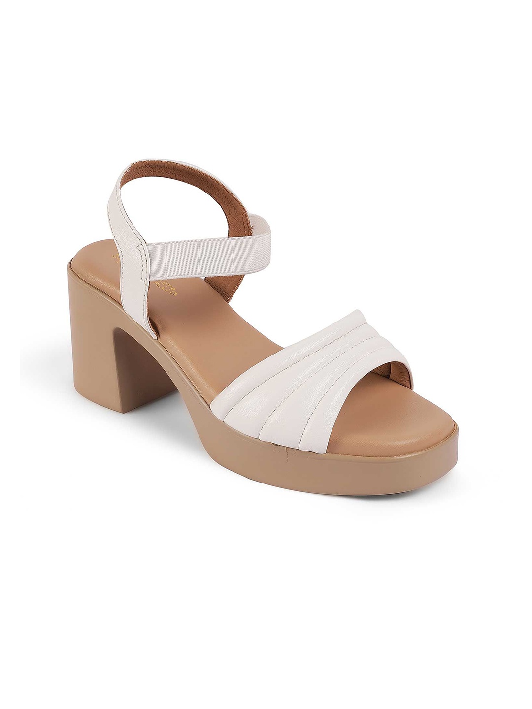 

Tresmode Leather Block Heel Sandals, White