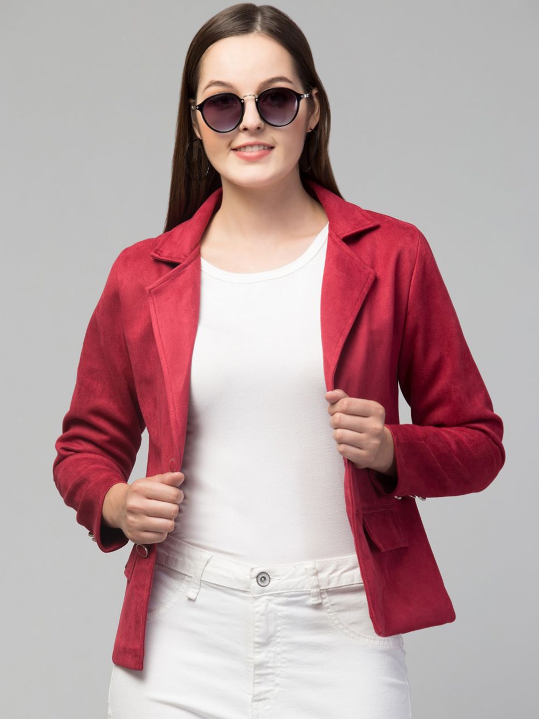 

GalaxyTrendz Comfort-Fit Single-Breasted Blazer, Red