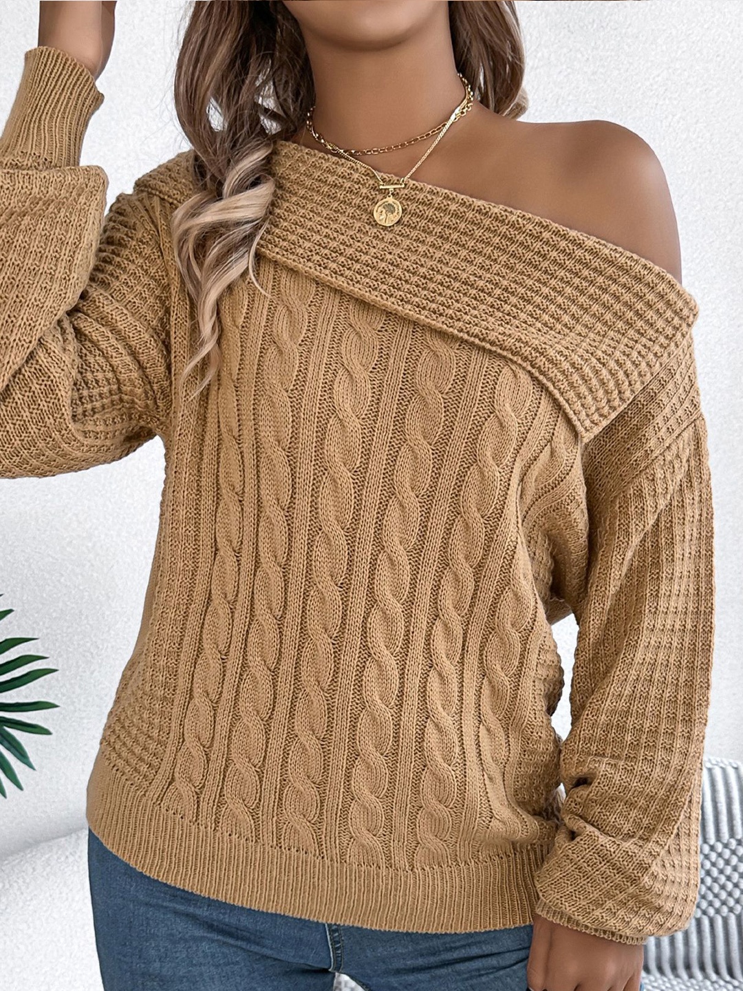 

StyleCast x Revolte Women Pullover Sweater, Khaki