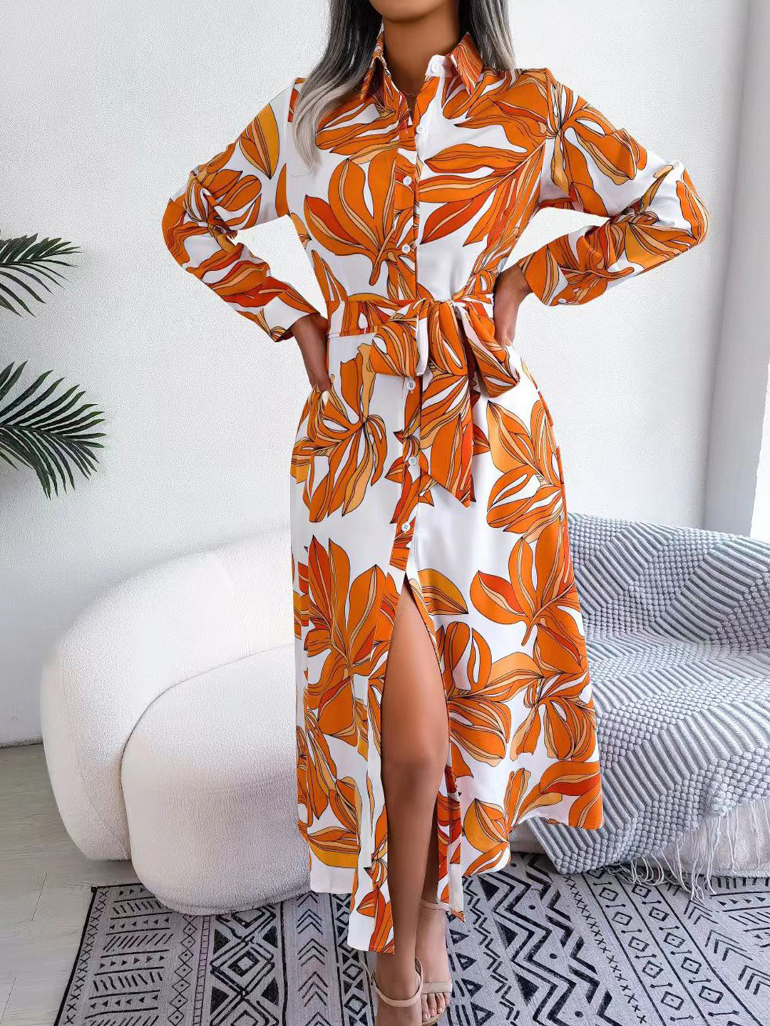 

HERE&NOW Print A-Line Dress, Orange
