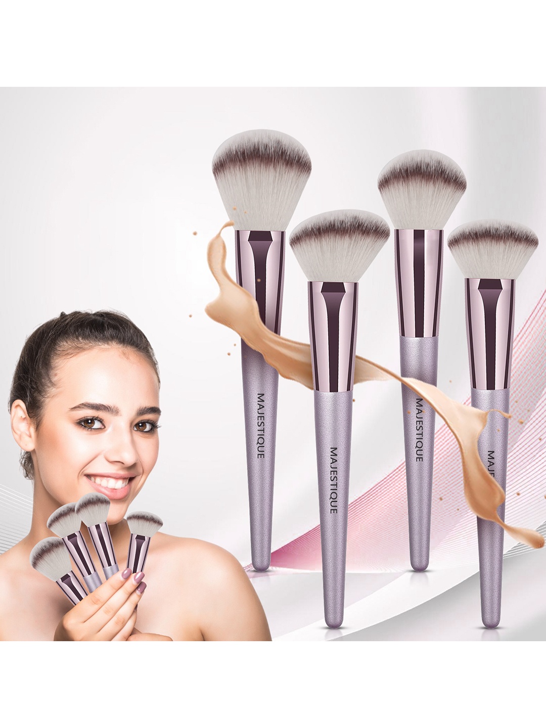 

MAJESTIQUE Set Of 4 Premium Makeup Brush Set, Rose gold