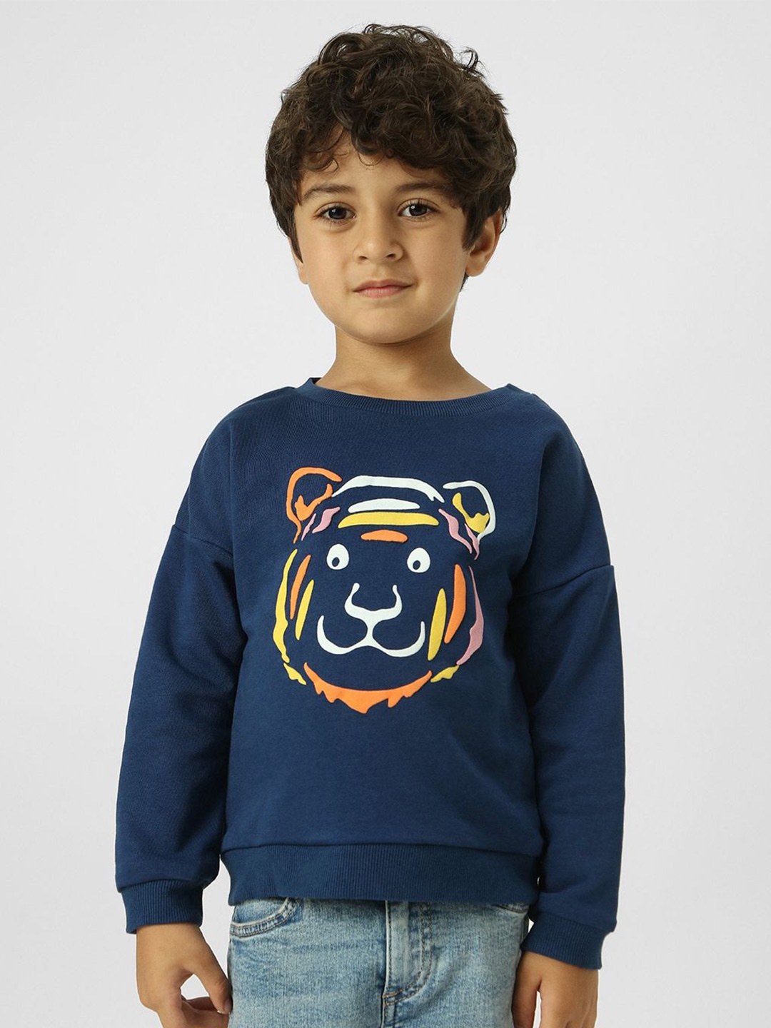 

Nauti Nati Boys Printed Round Neck Pullover Sweatshirt, Navy blue