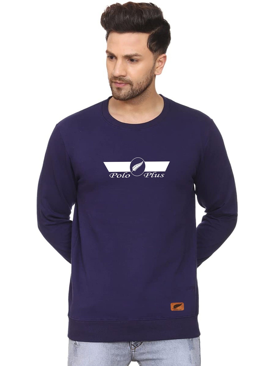 

Polo Plus Men Printed Round Neck Sweatshirt, Navy blue