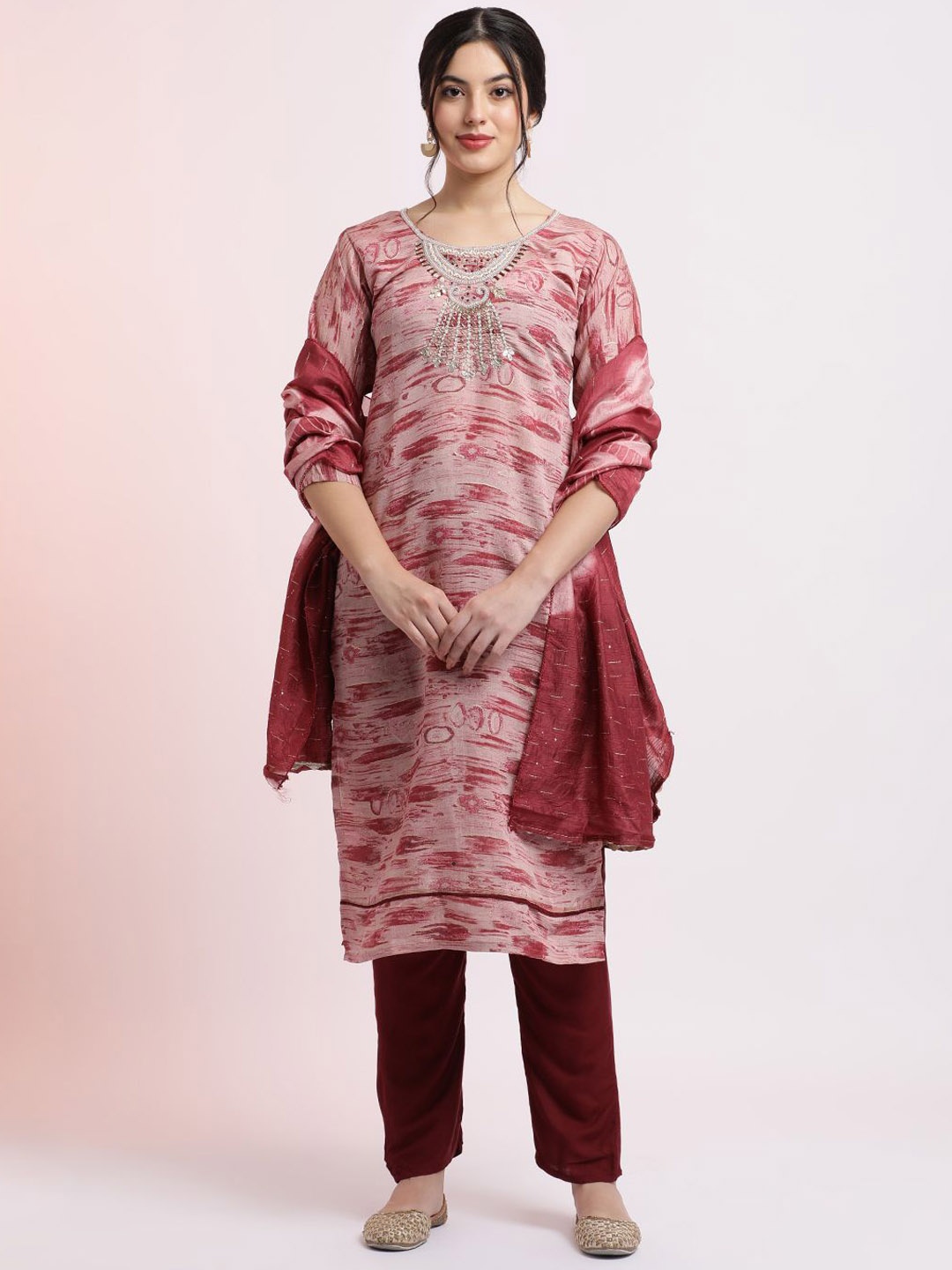 

Jaipur Kurti Printed Cotton Festive Kurta Set With Dupatta, Pink