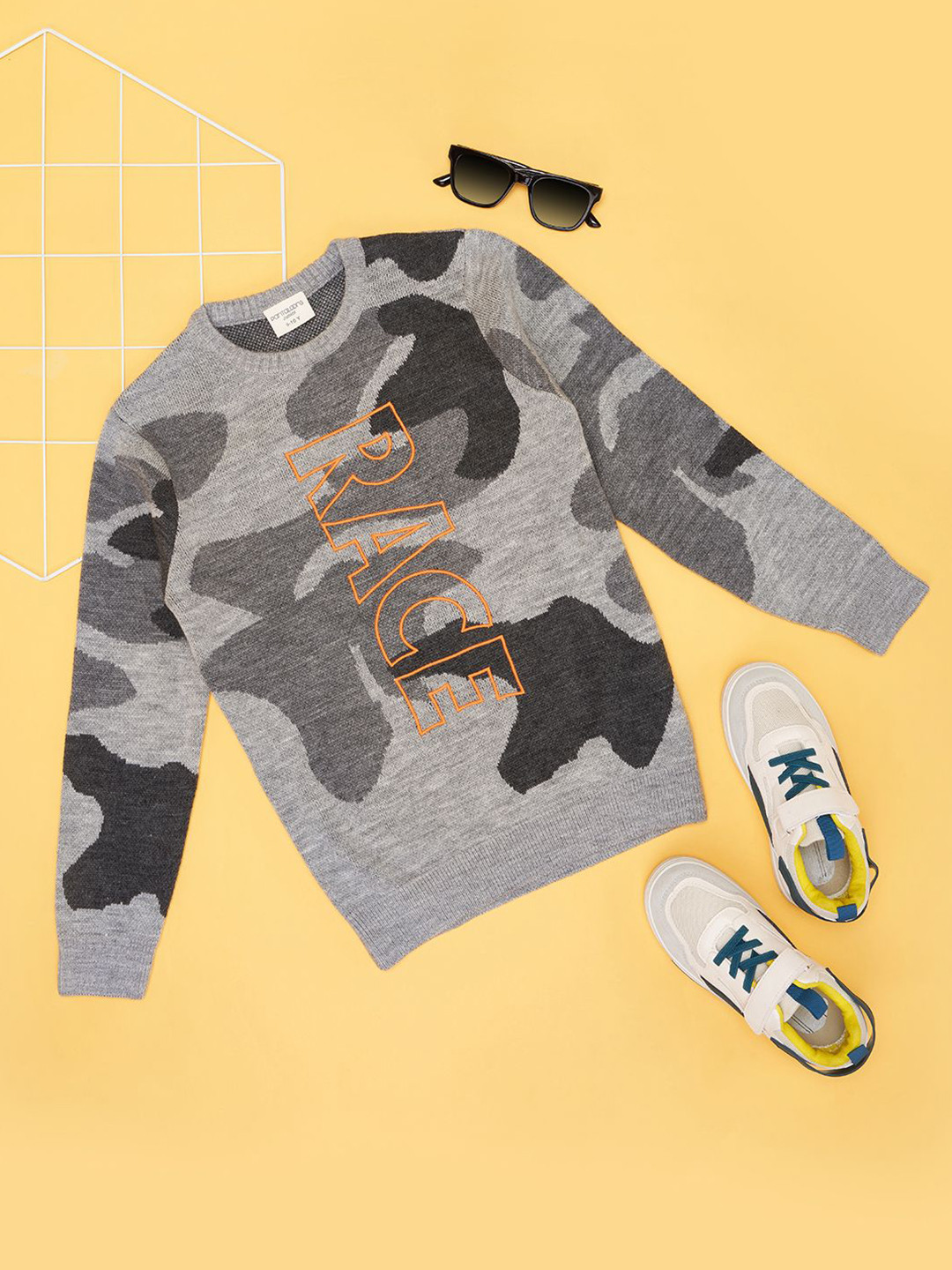 

Pantaloons Junior Boys Printed Round Neck Long Sleeves Pullover, Grey
