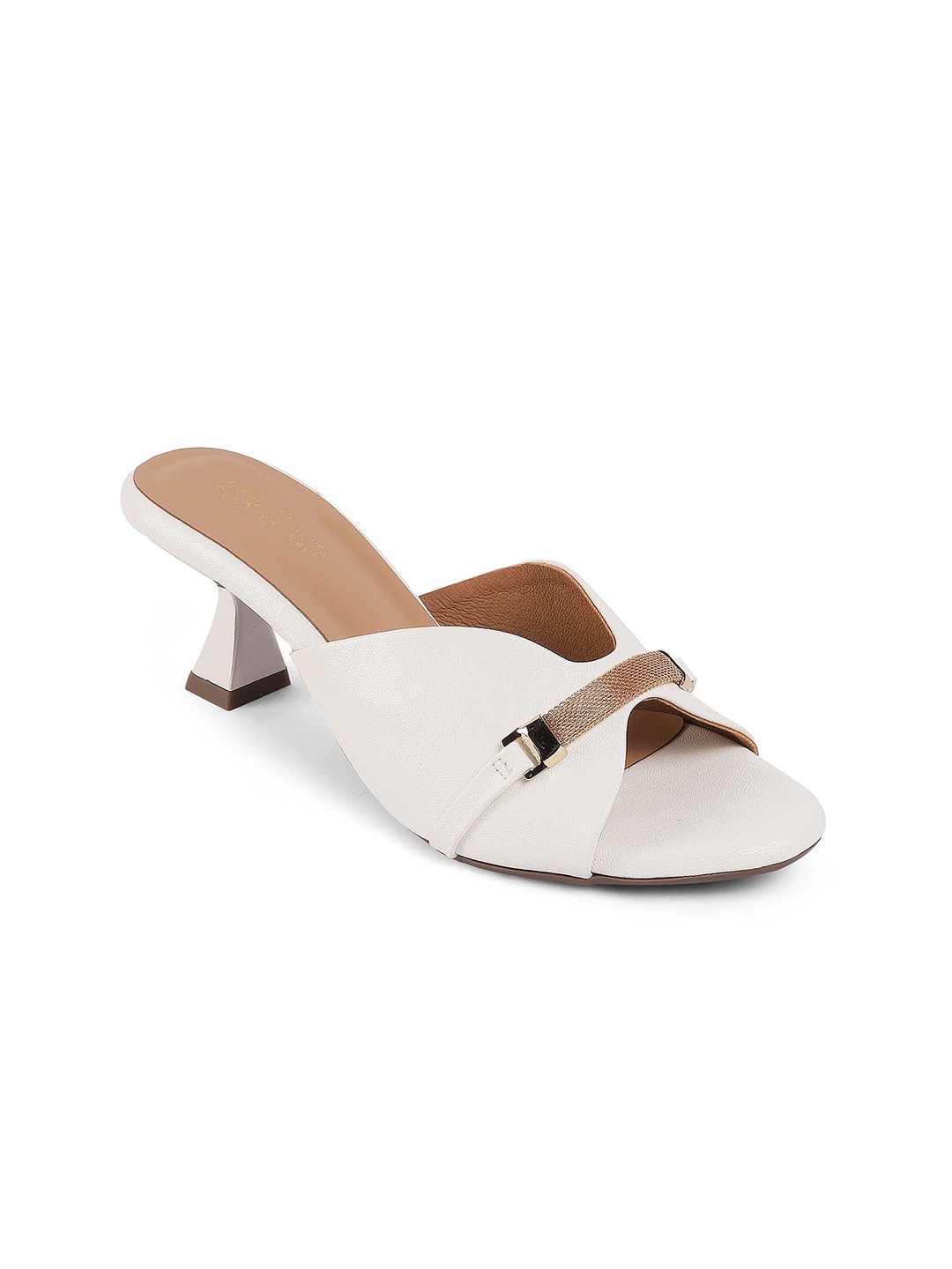 

Tresmode Leather Block Heel Sandals, White