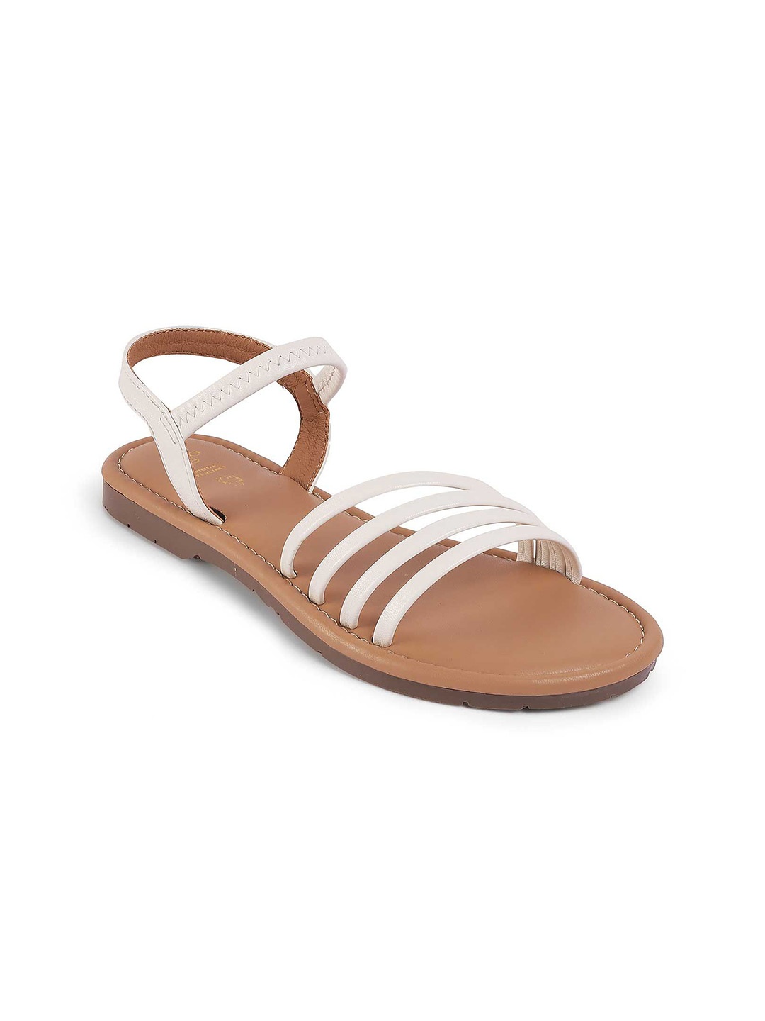 

Tresmode Women Leather Open Toe Flats, White