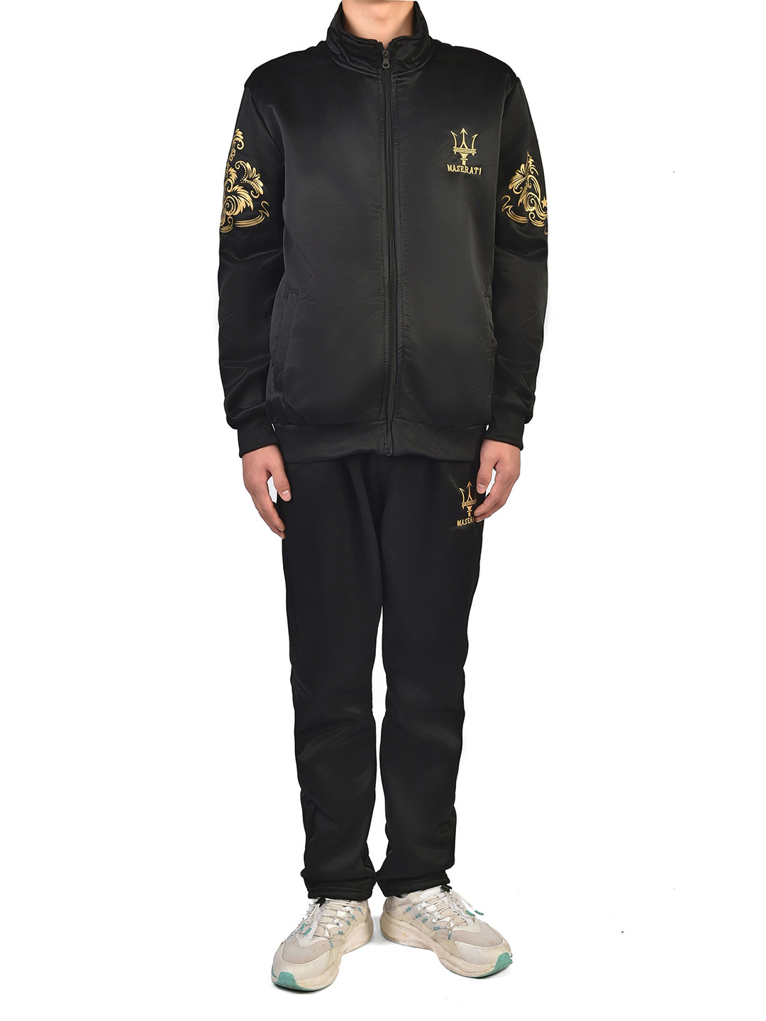

StyleCast x Revolte Printed High Neck Jacket With Trousers, Black