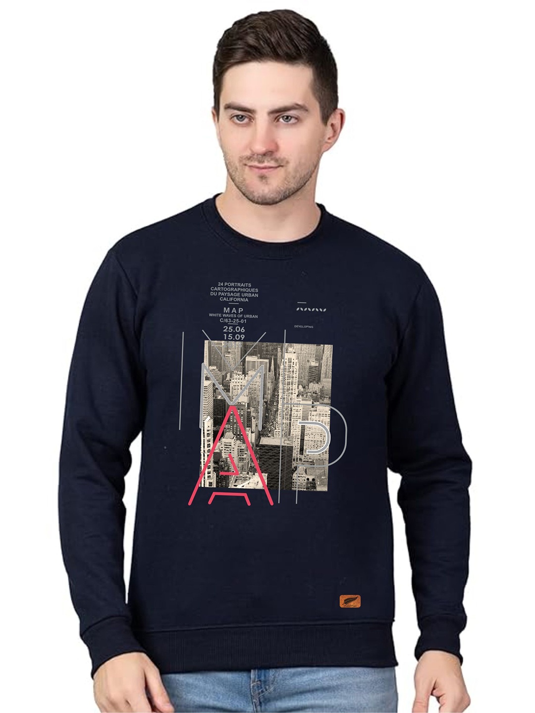 

Polo Plus Men Graphic Printed Pullover Sweatshirt, Navy blue