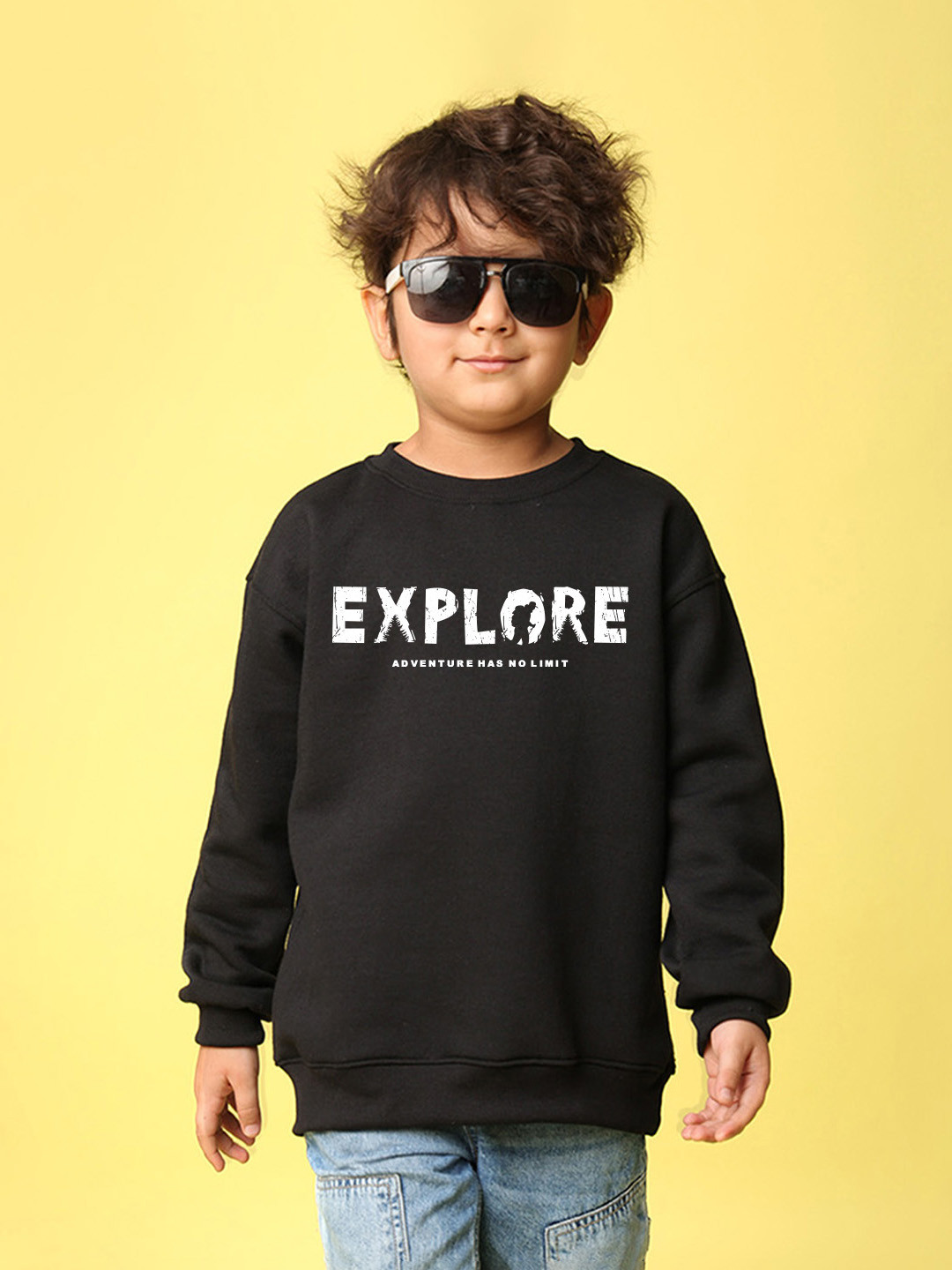 

NUSYL Boys Printed Oversized Sweatshirt, Black