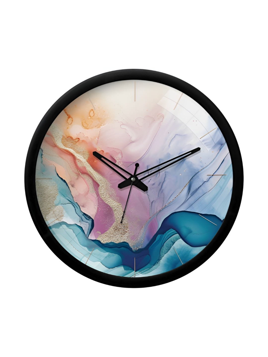 

RANDOM Printed Round Shaped Sweep Silent Movement Contemporary Wall Clock, Black