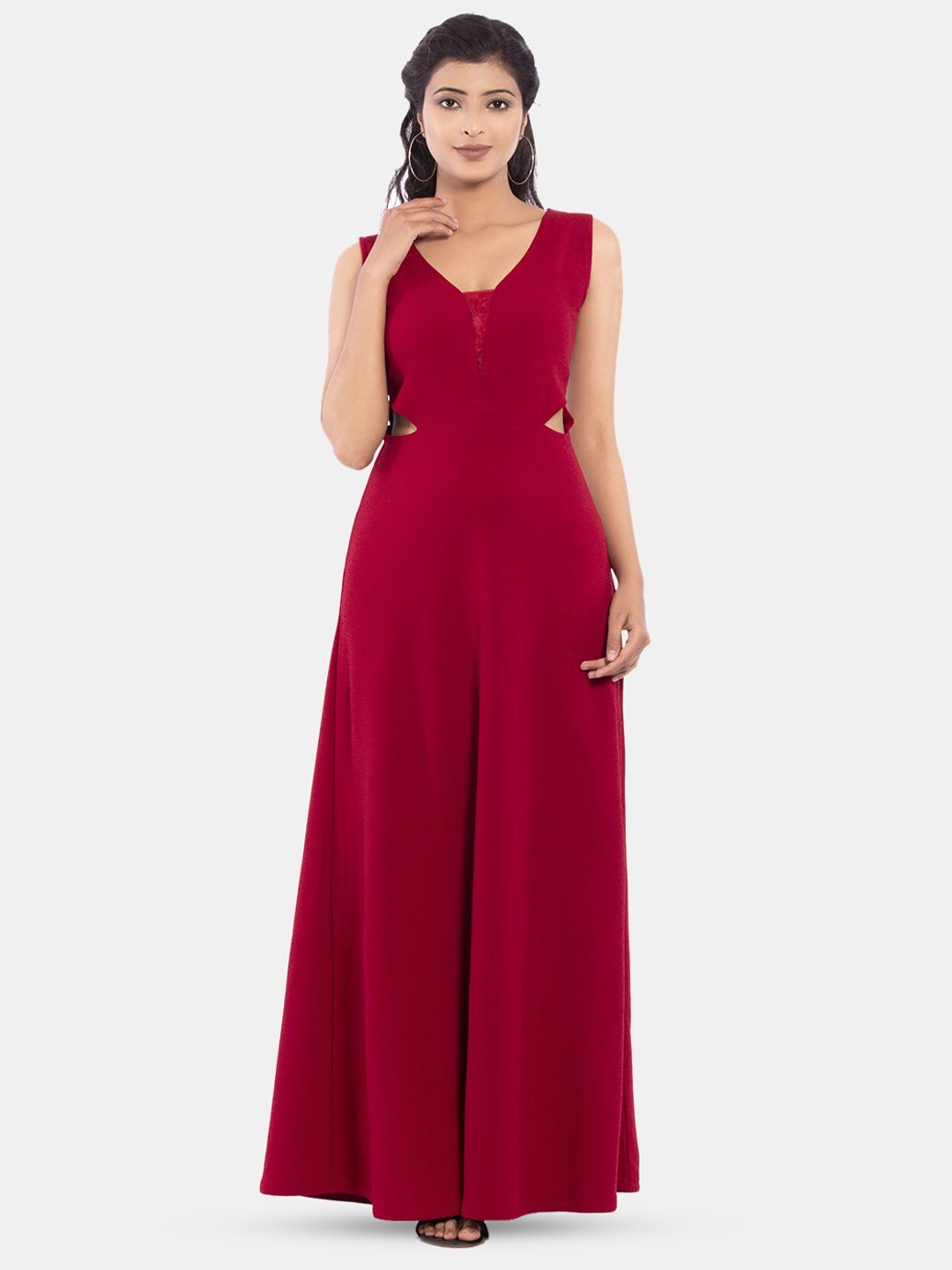 

Golden Kite Scuba Fit & Flare Maxi Dress, Maroon