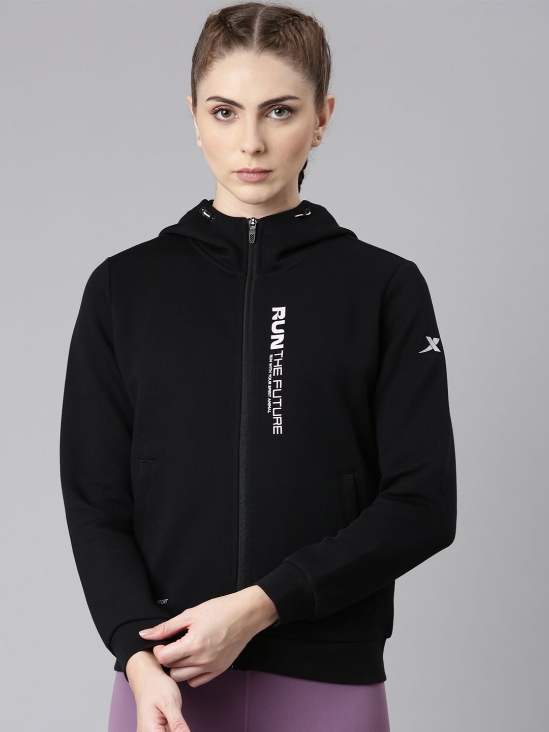 

Xtep Women Hooded Dry Fit Running Sweatshirt, Black