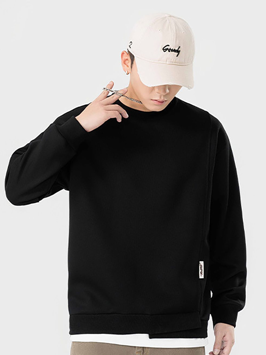 

StyleCast x Revolte Men Cotton Solid Round Neck Sweatshirt, Black