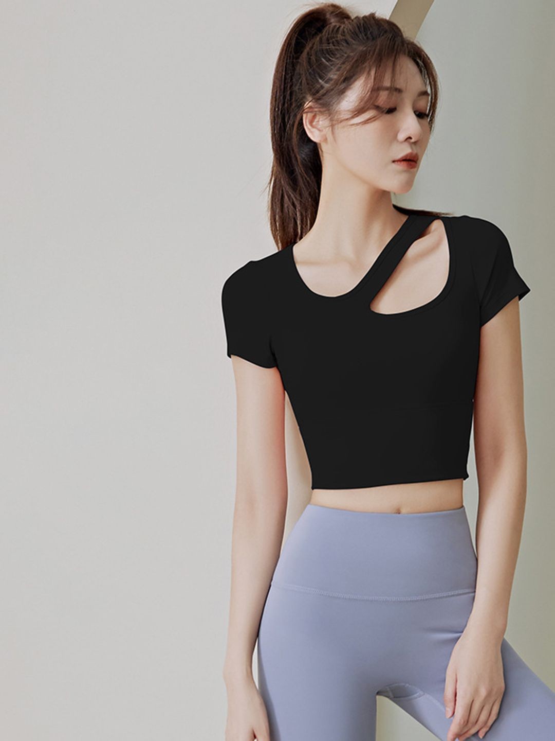 

StyleCast Women Solid Round Neck Top, Black