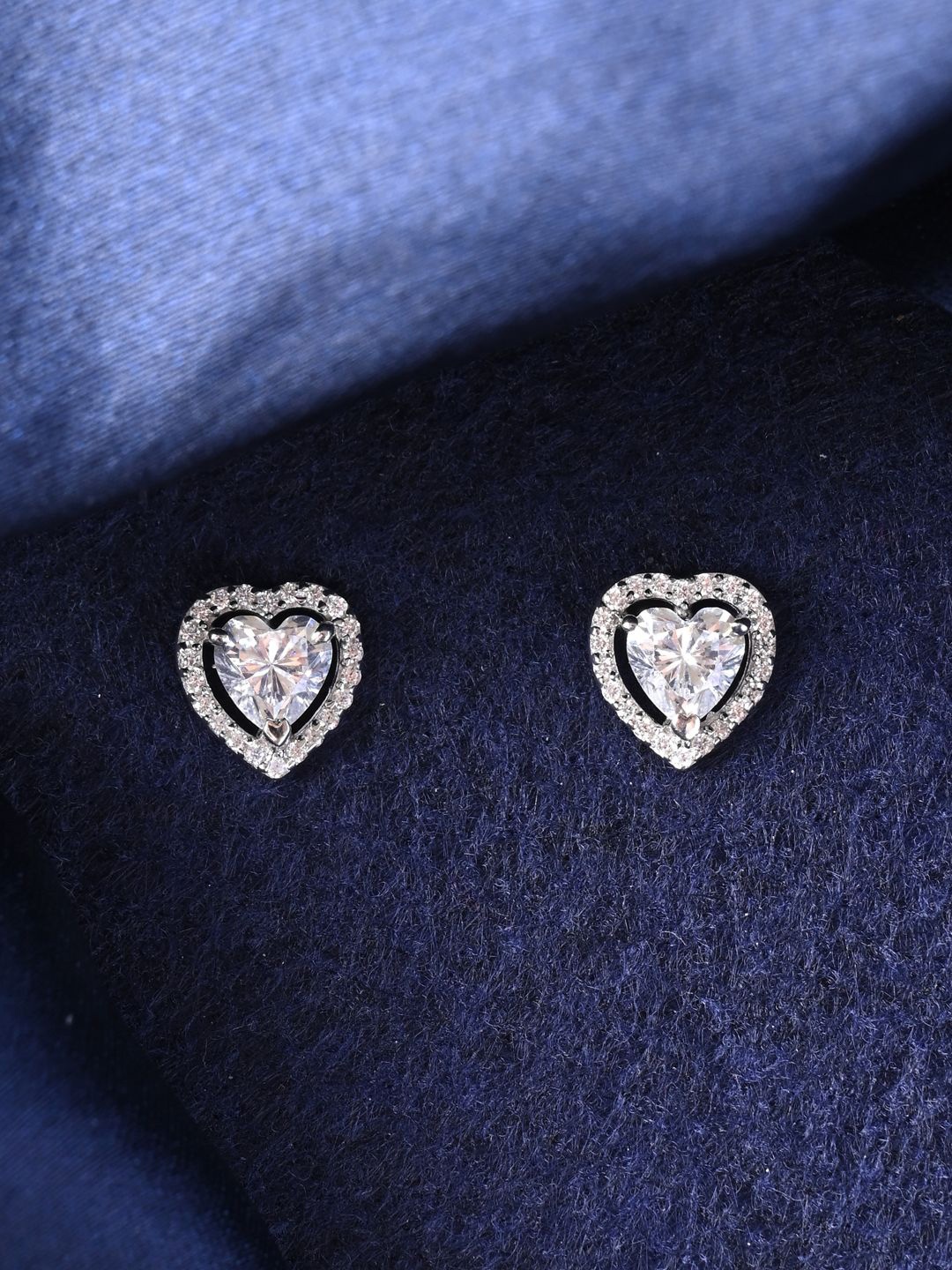 

Clara Rhodium-Plated Contemporary Cubic Zirconia Studded Earrings, Silver