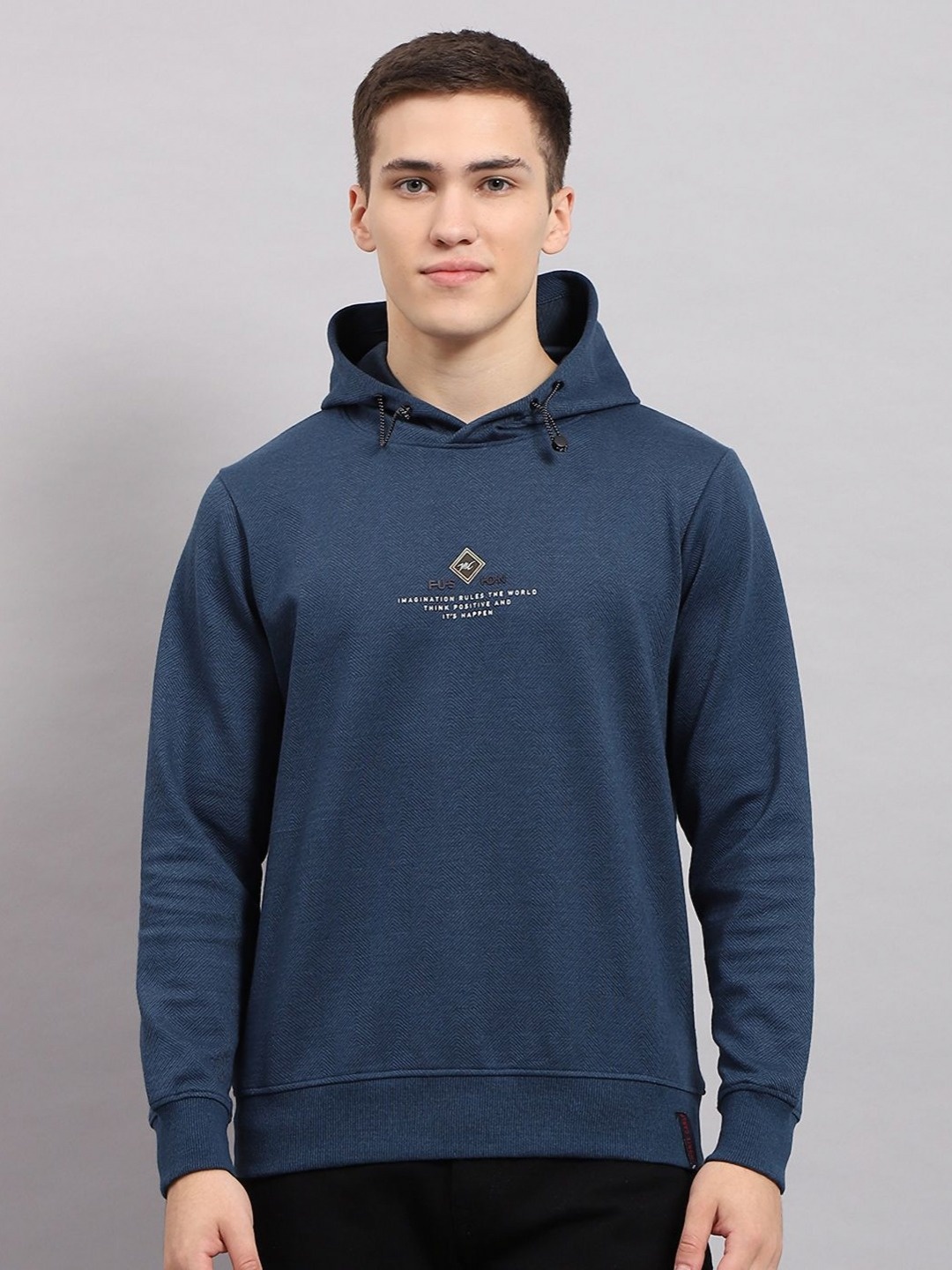 

Monte Carlo Men Typography Printed Hood Cotton T-shirt, Blue