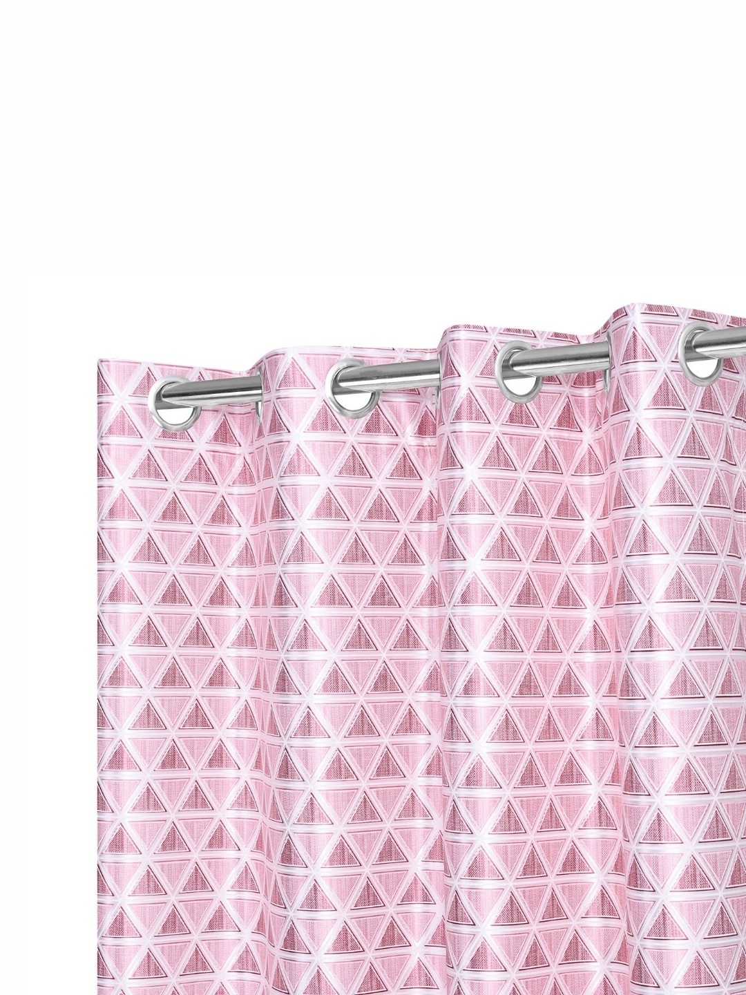 

REYANSH DECOR Pink & White 2 Pieces Geometric Printed Room Darkening Long Door Curtain