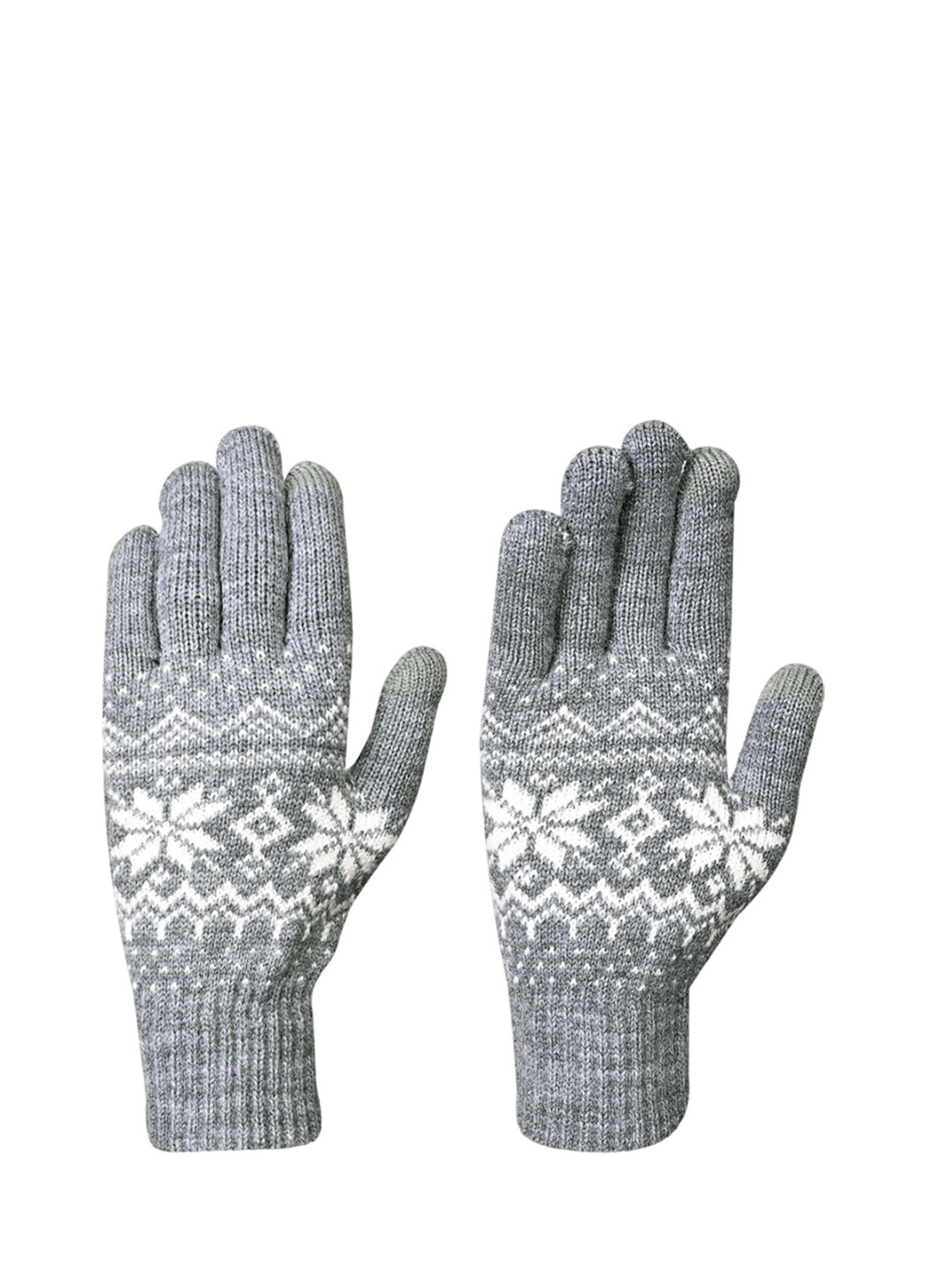 

LOOM LEGACY Men Patterned Acrylic Touchscreen Gloves, Grey