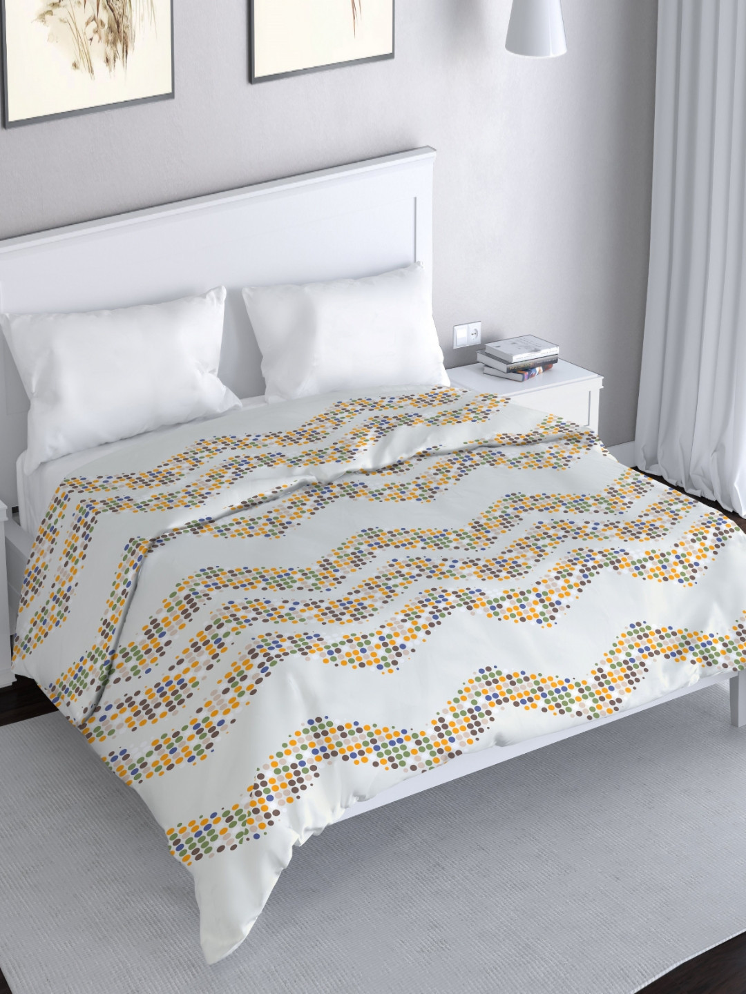 

MAYFAIR HOMES LONDON Brown Chevron Printed Pure Cotton AC Room 150GSM Double Bed Comforter