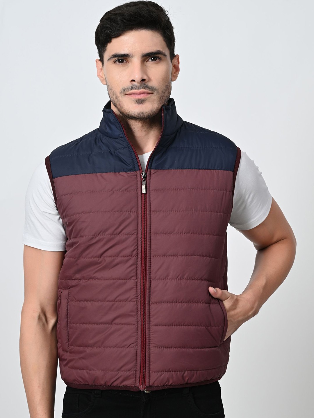 

BAESD Men Lightweight Sleeveless Bomber Jacket, Maroon