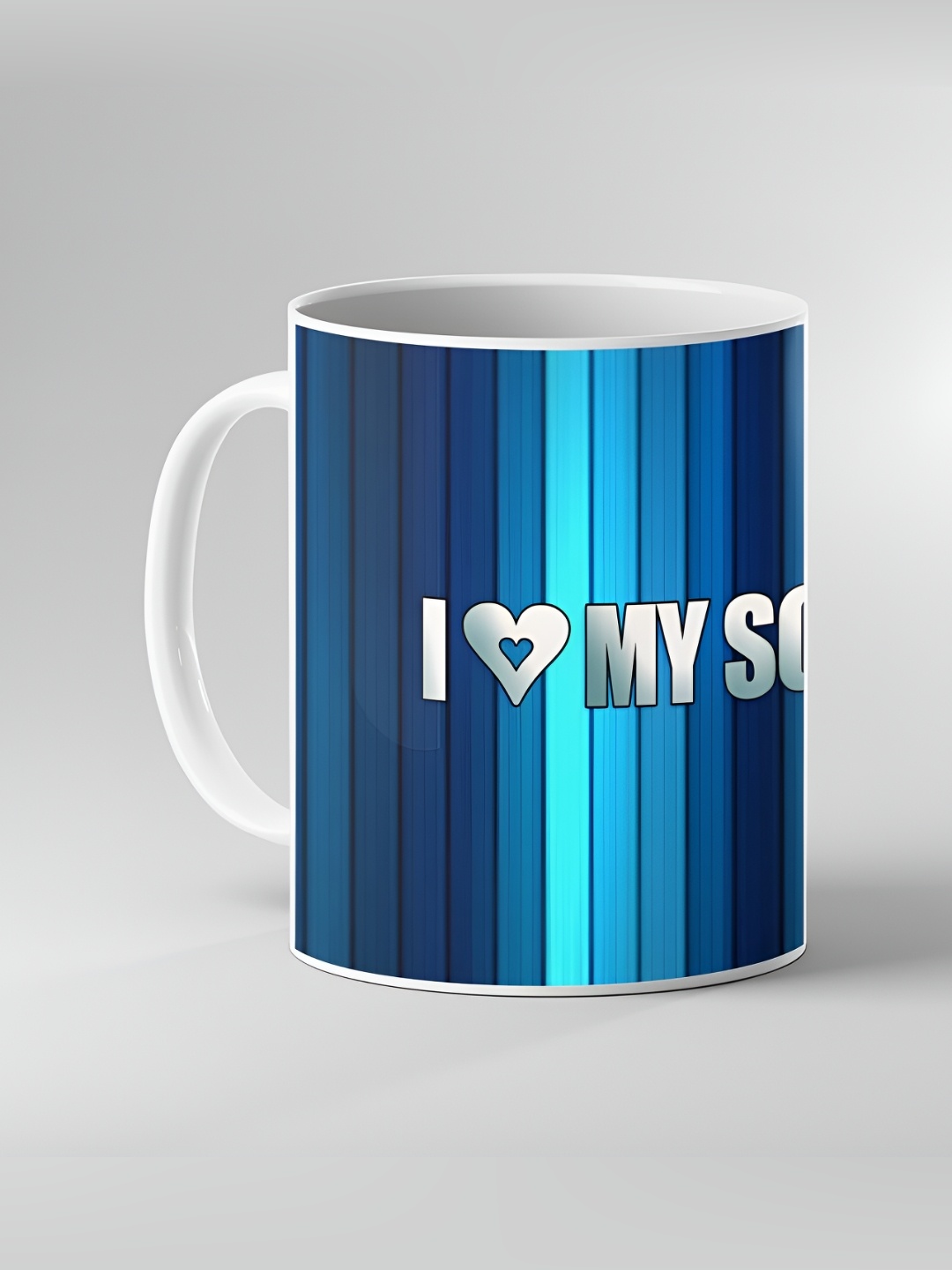 

Keviv White & Blue Text or Slogans Printed Ceramic Glossy Mugs 325ml