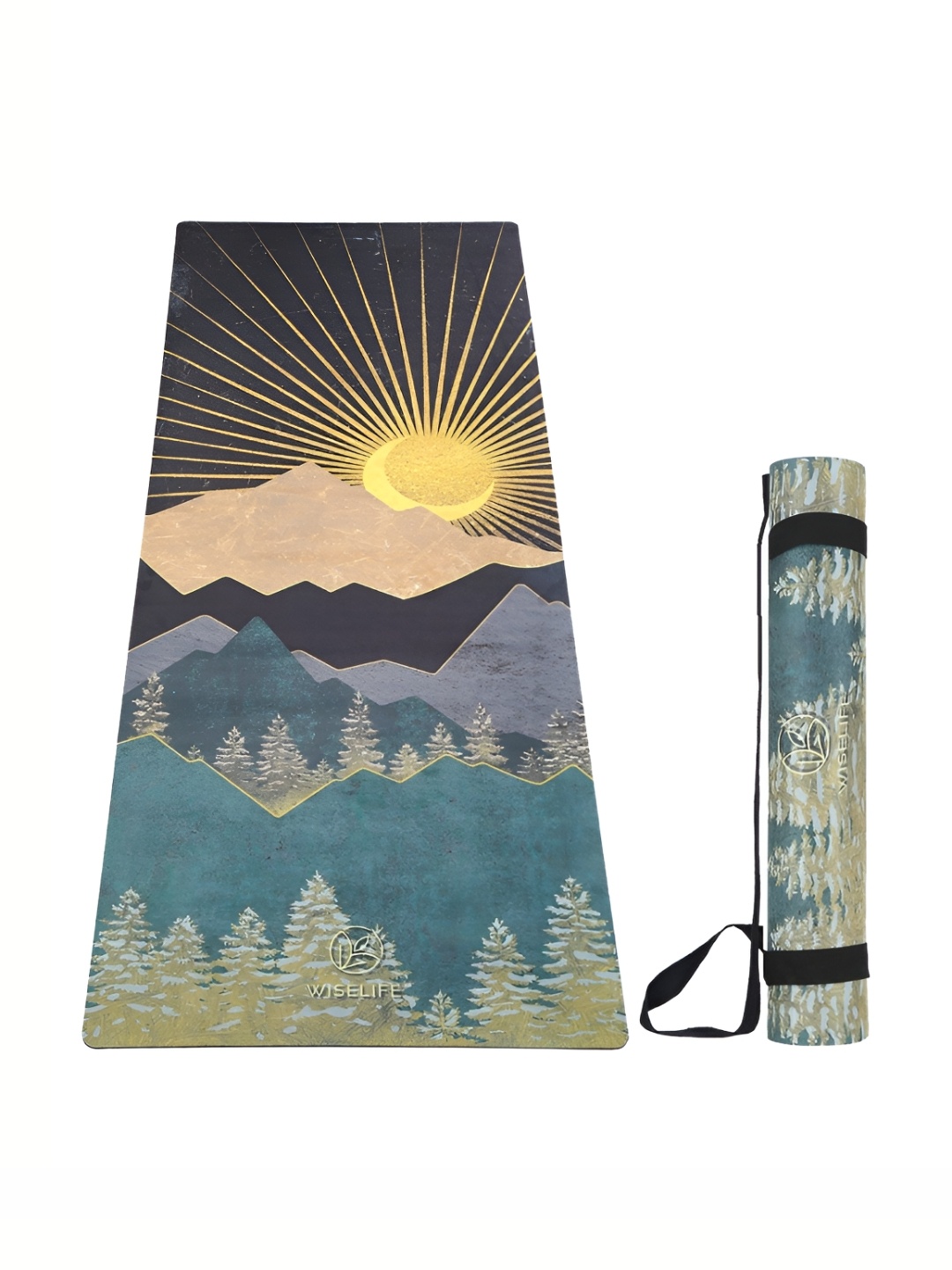 

WiseLife Blue and Grey Printed Rectangular Anti-Skid Yoga Mat With Carry Straps