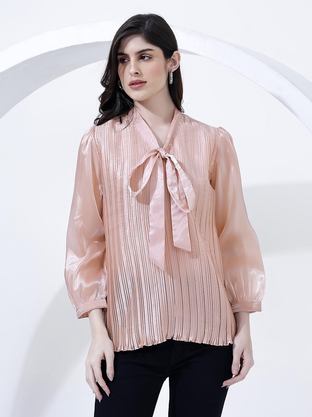 

Justin Whyte Women Solid Round Neck Top, Pink
