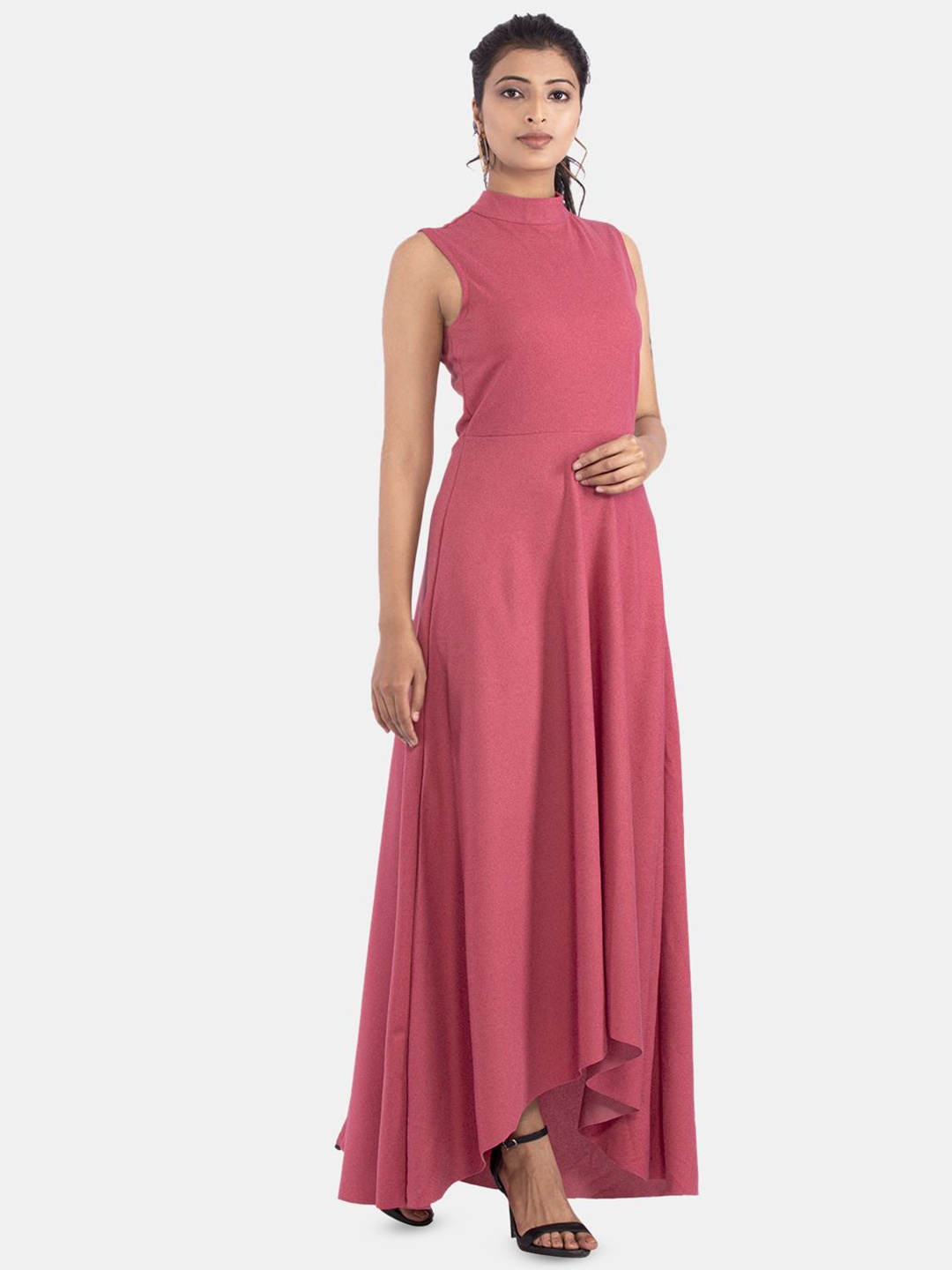 

Golden Kite Women Solid Fit & Flare Maxi Dress, Pink