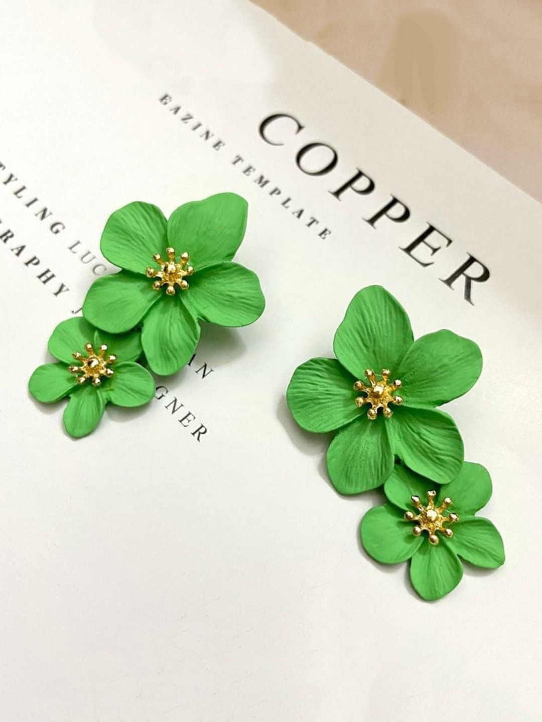 

Krelin Floral Rhodium-Plated Stainless Steel Floral Antique Drop Earrings, Green