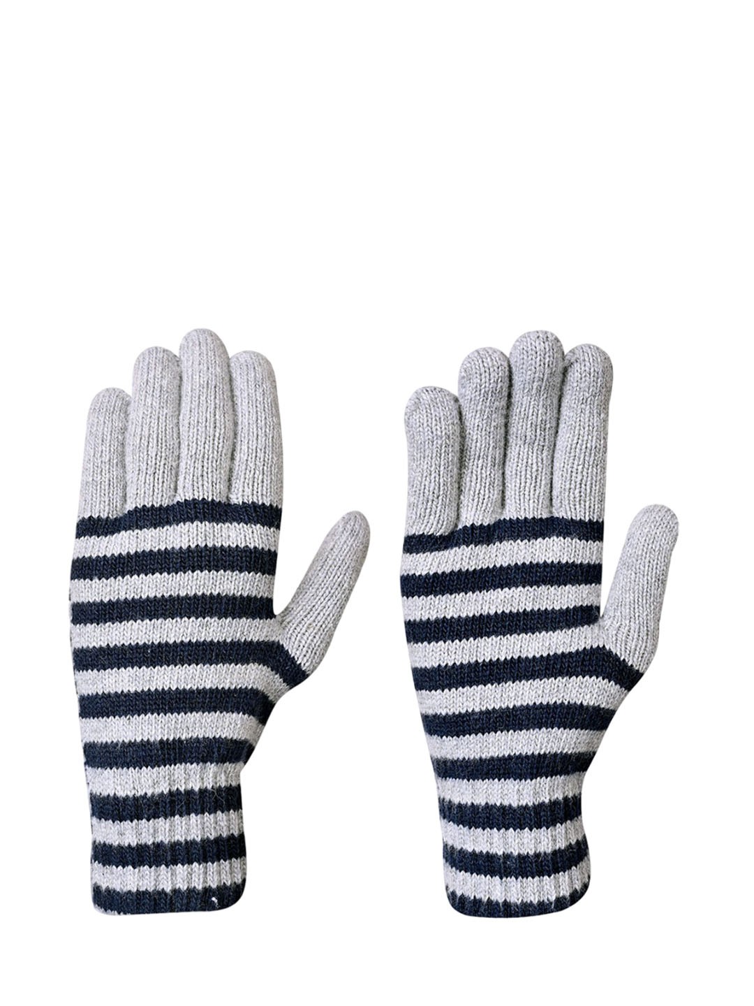 

LOOM LEGACY Men Striped Acrylic Winter Gloves, Grey