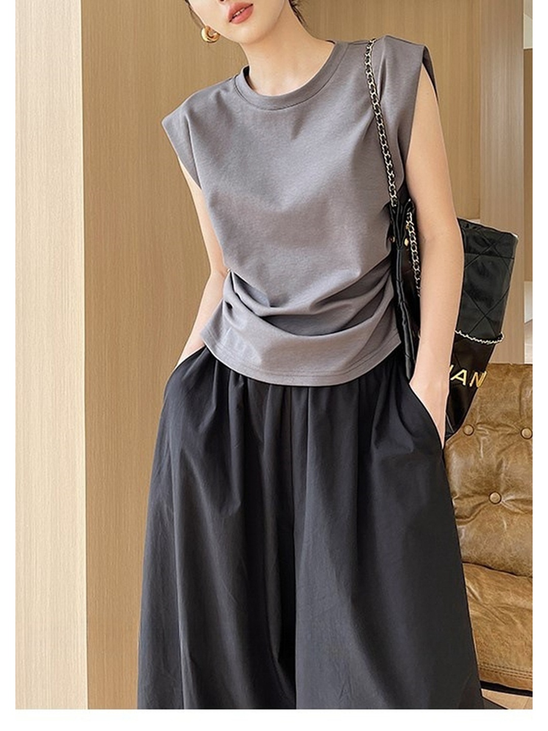

LULU & SKY Women Solid Round Neck Top, Grey