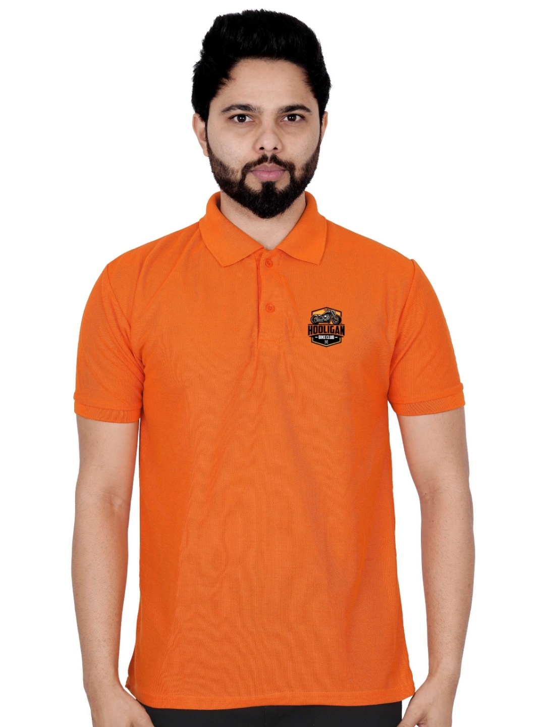 

LA MILANO Men Polo Collar Slim Fit T-shirt, Orange