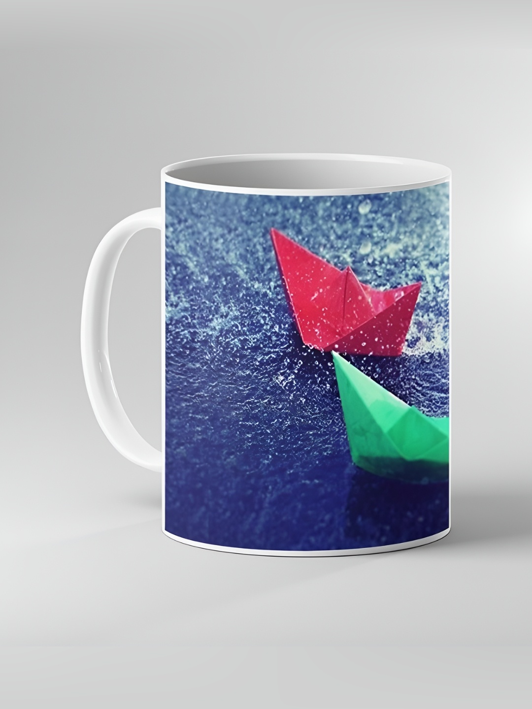 

Keviv White & Blue Graphic Printed Ceramic Glossy Mug 325ml