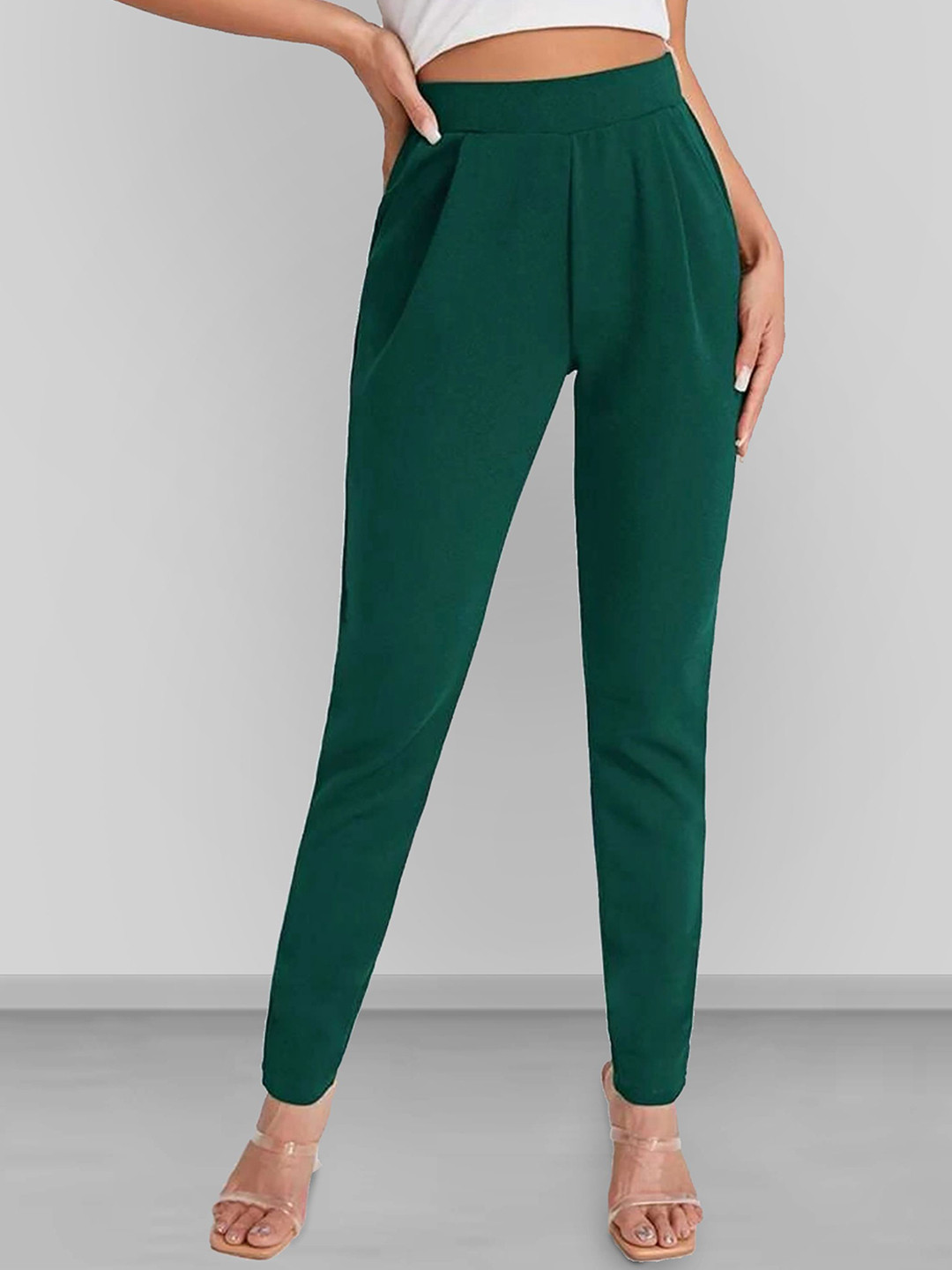 

Dream Beauty Fashion Women Easy Wash Pleated Trousers, Green