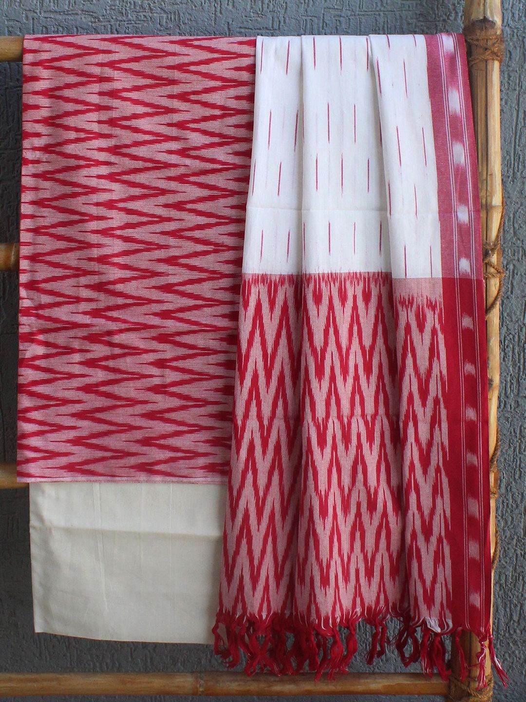

Weaves of Tradition Pure Cotton Unstitched Dress Material, Red