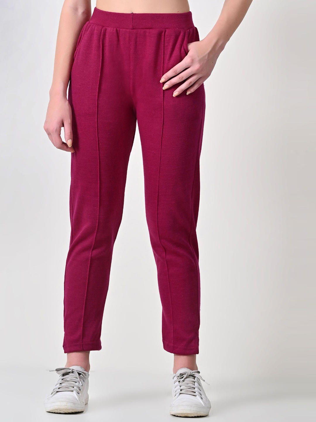 

BAESD Women Relaxed Mid-Rise Regular Trousers, Magenta