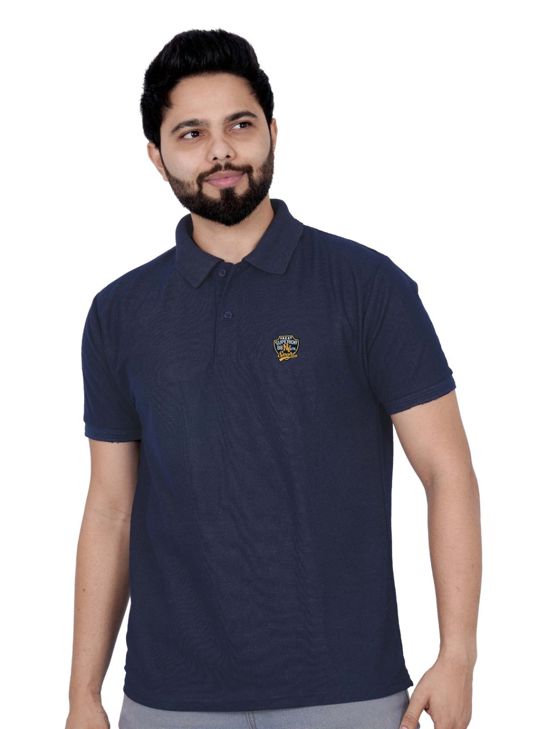 

LA MILANO Men Polo Collar Slim Fit T-shirt, Navy blue
