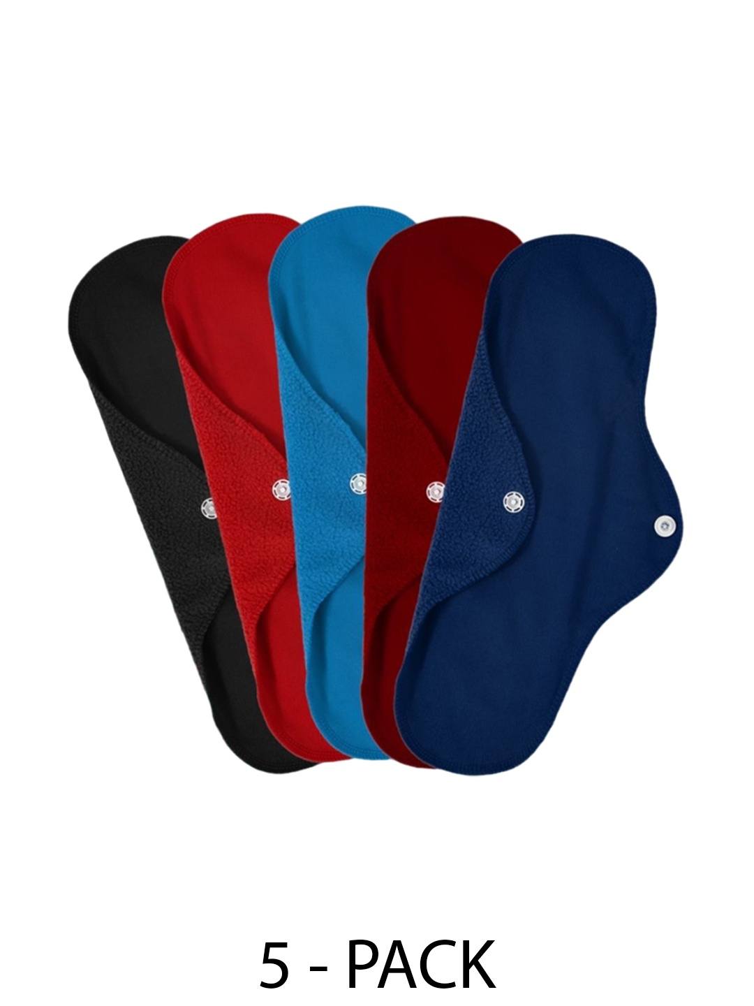 

CareDone Set Of 5 Washable & Reusable Leakproof Sanitary Cloth Pads, Blue