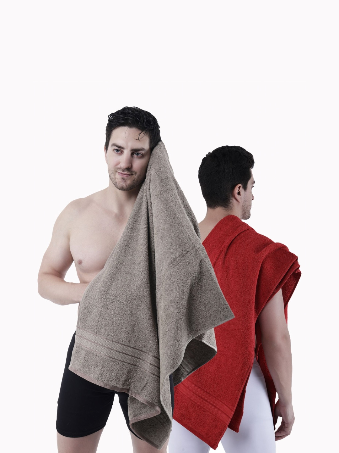 

Dollar Brown & Red 2 Pieces Cotton 400 GSM Bath Towel