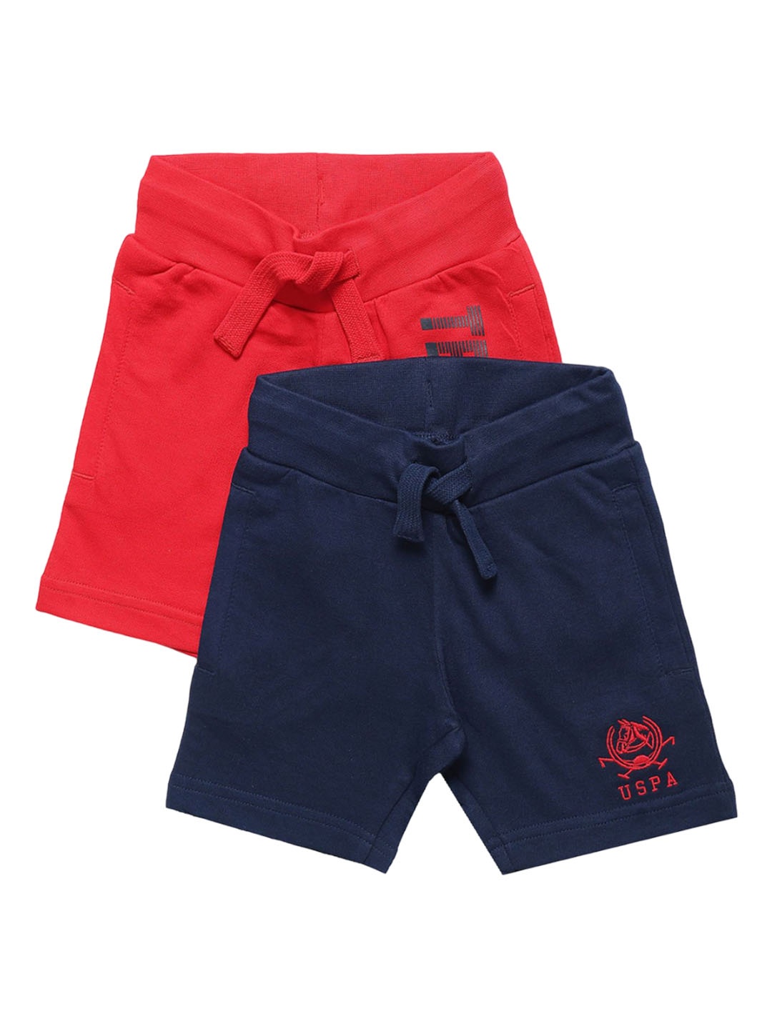 

U.S. Polo Assn. Kids Pack Of 2 Boys Printed Cotton Shorts, Navy blue