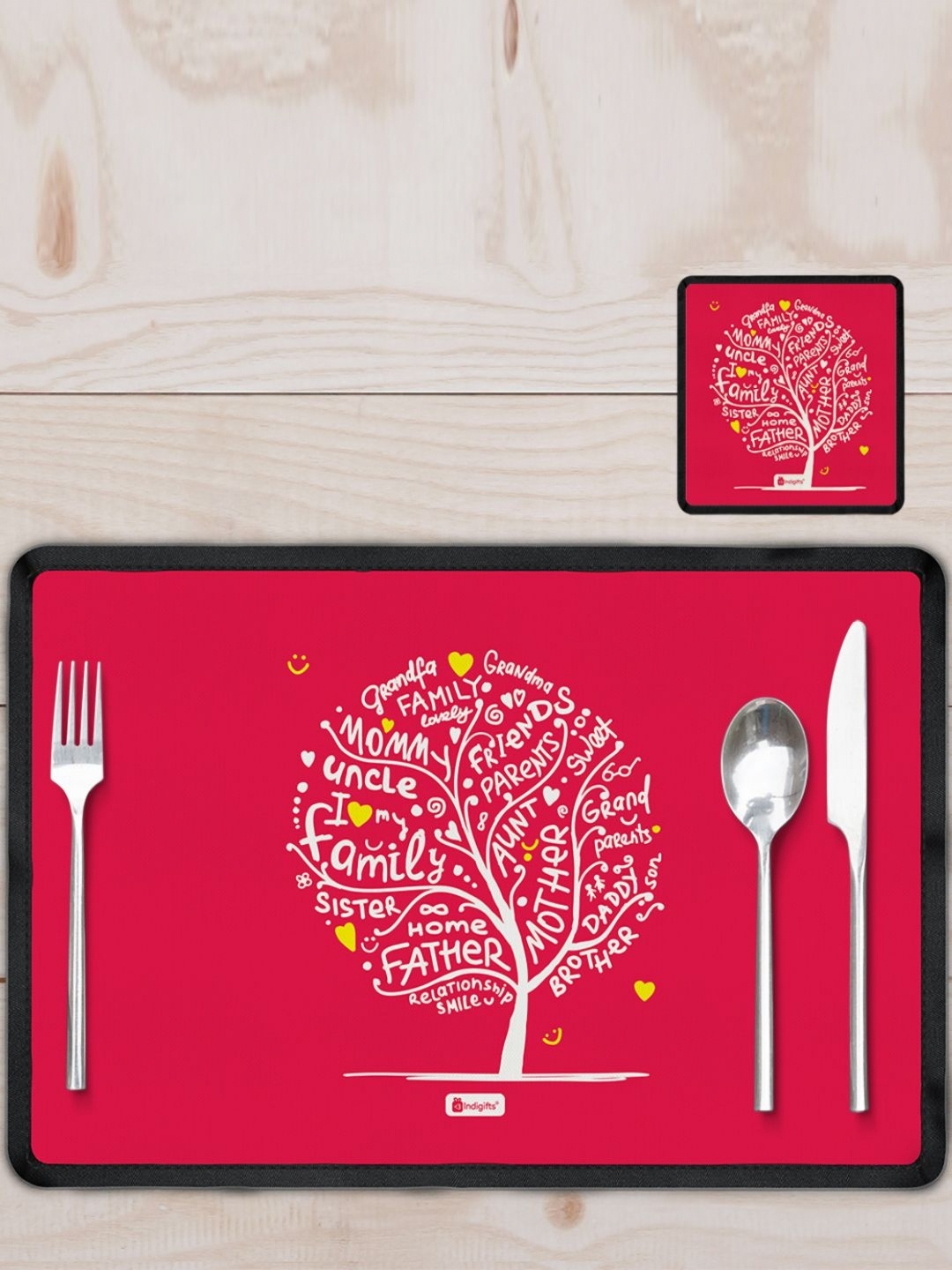 

Indigifts Pink & White 8 Pieces Printed Rectangle Shape Table Placemats