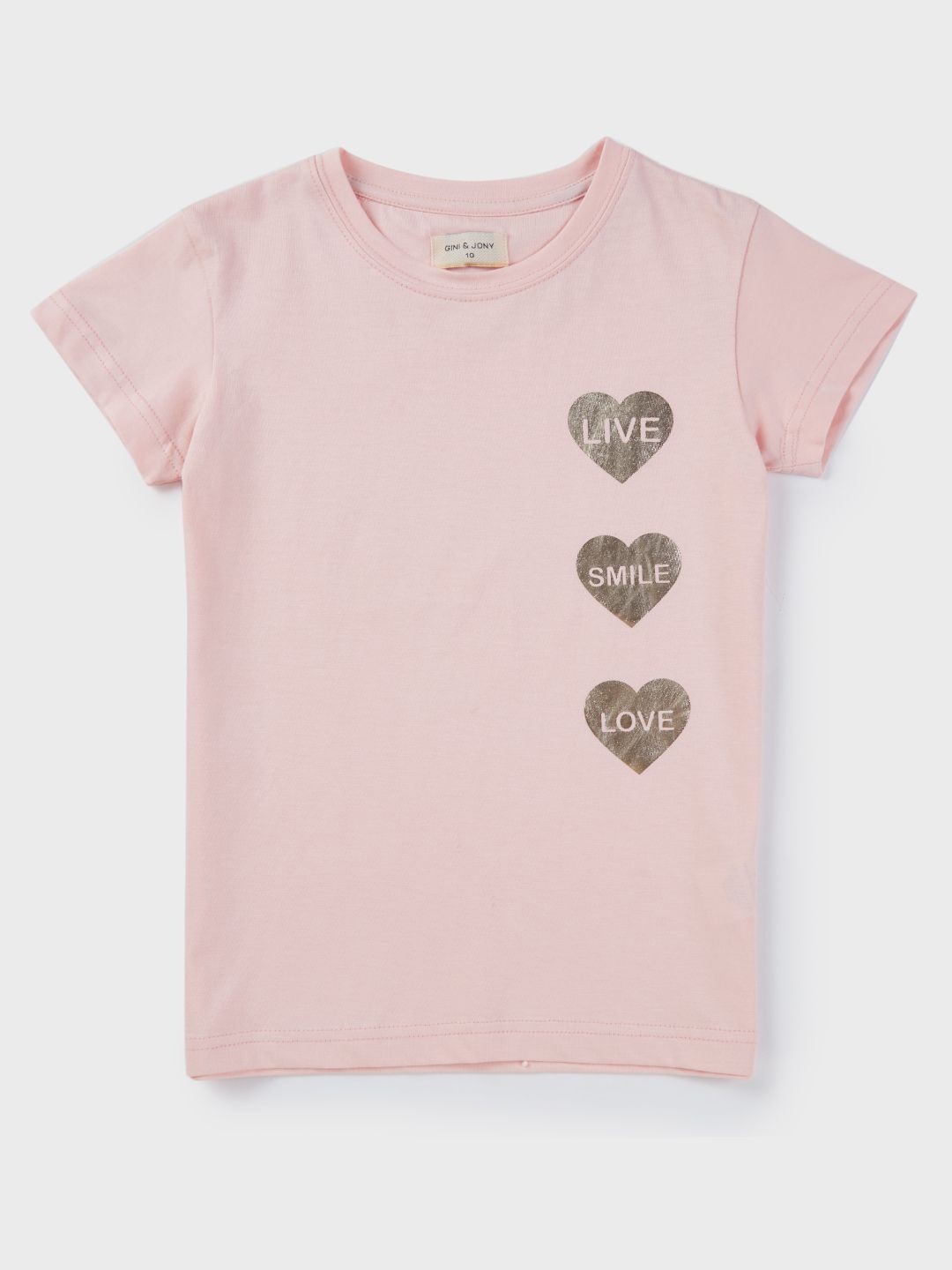 

Gini and Jony Girls Typography Printed Round Neck Cotton T-shirt, Pink