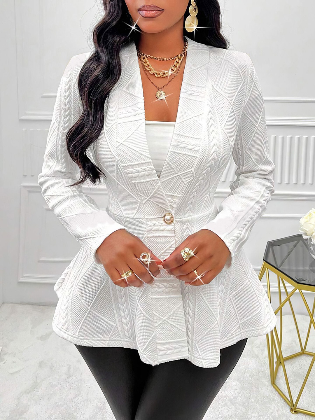 

StyleCast x Revolte Women Lapel Collar Tailored Jacket, White