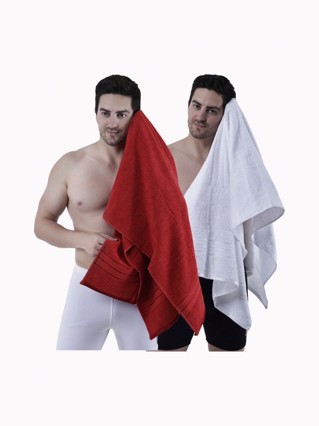 

Dollar Red & White 2 Pieces Cotton 400 GSM Bath Towels