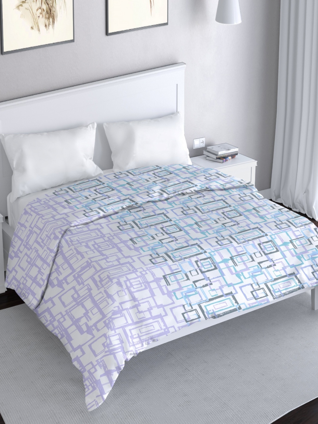 

MAYFAIR HOMES LONDON Blue Checked Cotton AC Room 150 GSM Double Bed Comforter