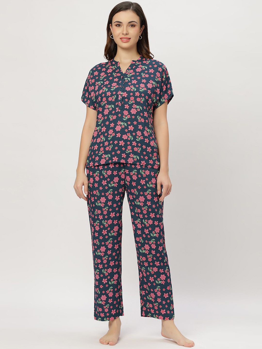

ETC Women Short Sleeves Night suit, Teal