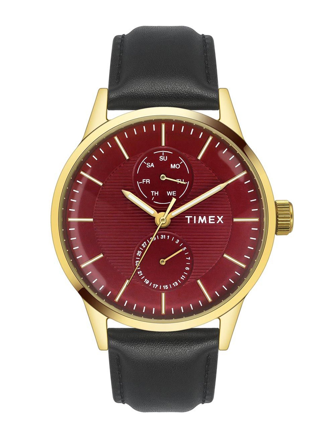 

Timex Men Brass Textured Dial Multi Function Analogue Multi Function Watch TWEG19938, Red