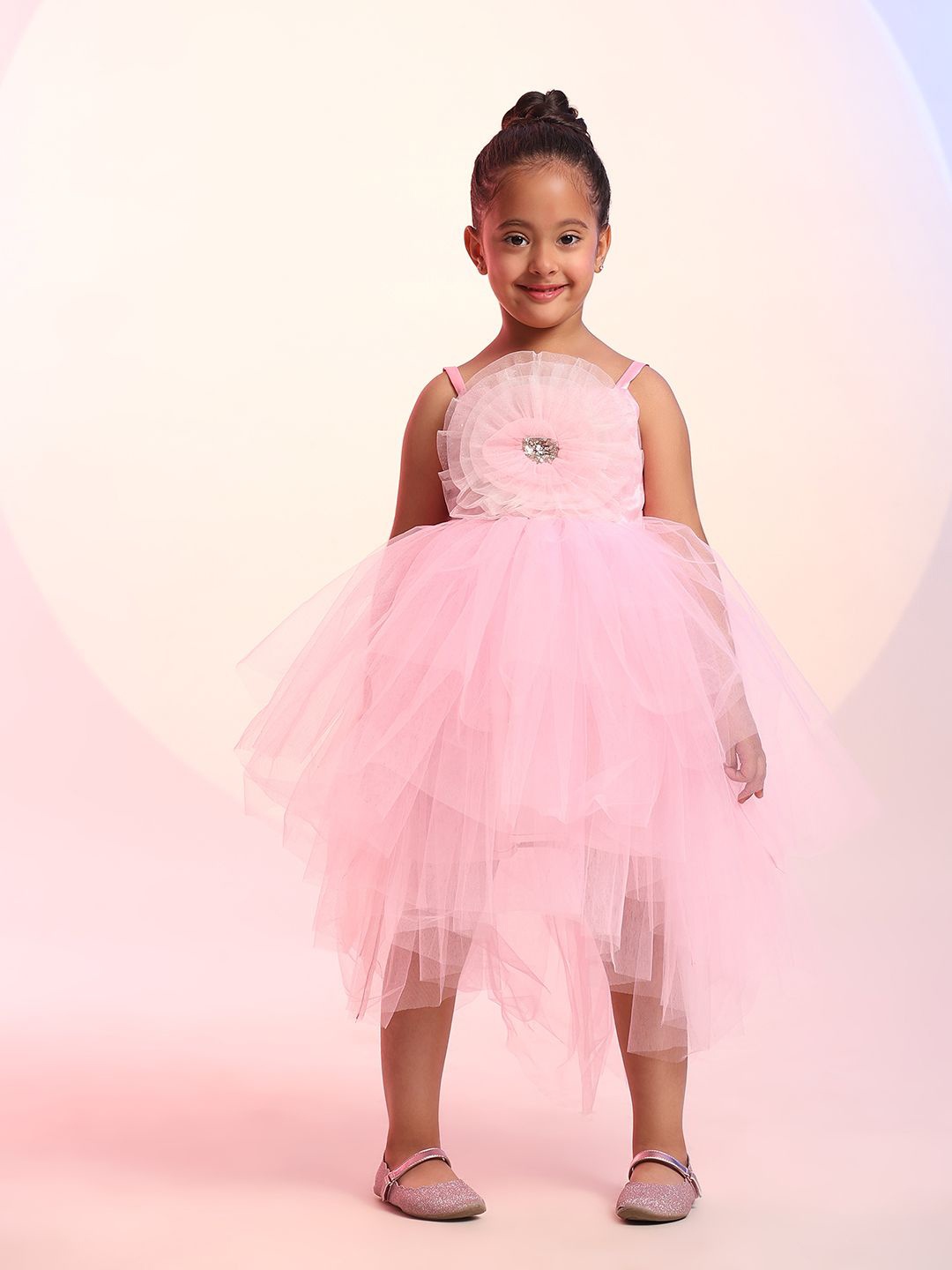 

Toy Balloon kids Net Fit & Flare Girls Dress, Pink